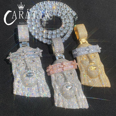 Hip Hop Jesus Clover Pendant Necklace – Iced Out Zircon Cross Design for Men | Trendy Street Style Jewelry - CaratixJewelry