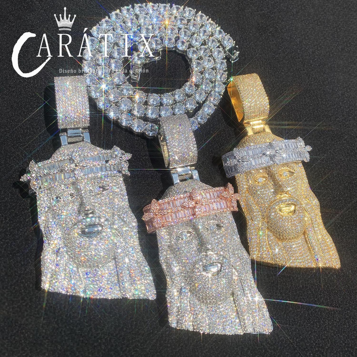 Hip Hop Jesus Clover Pendant Necklace – Iced Out Zircon Cross Design for Men | Trendy Street Style Jewelry - CaratixJewelry