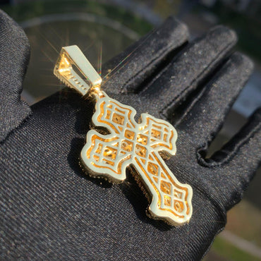 Hip Hop Square Cross Pendant Necklace |Moissanite Iced Out - CaratixJewelry