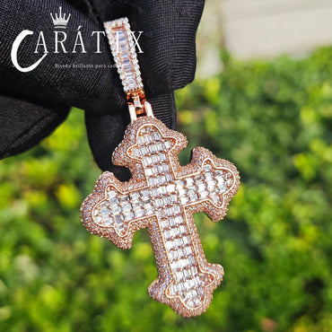 Hip Hop Square Cross Pendant Necklace |Moissanite Iced Out - CaratixJewelry