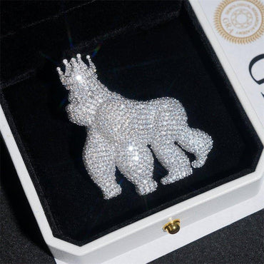 Iced-Out Animal Pendant – Full Pave Moissanite 925 Sterling Silver Men’s Hip Hop Streetwear Necklace - CaratixJewelry