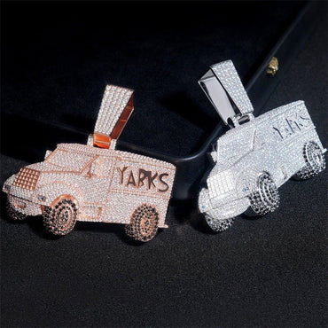Iced-Out Car Pendant – VVS Moissanite Fully Paved 925 Sterling Silver Gold-Plated Hip Hop Jewelry - CaratixJewelry