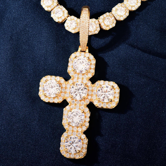 Iced Out Cross Necklace for Men & Women | CZ Copper Pendant - CaratixJewelry