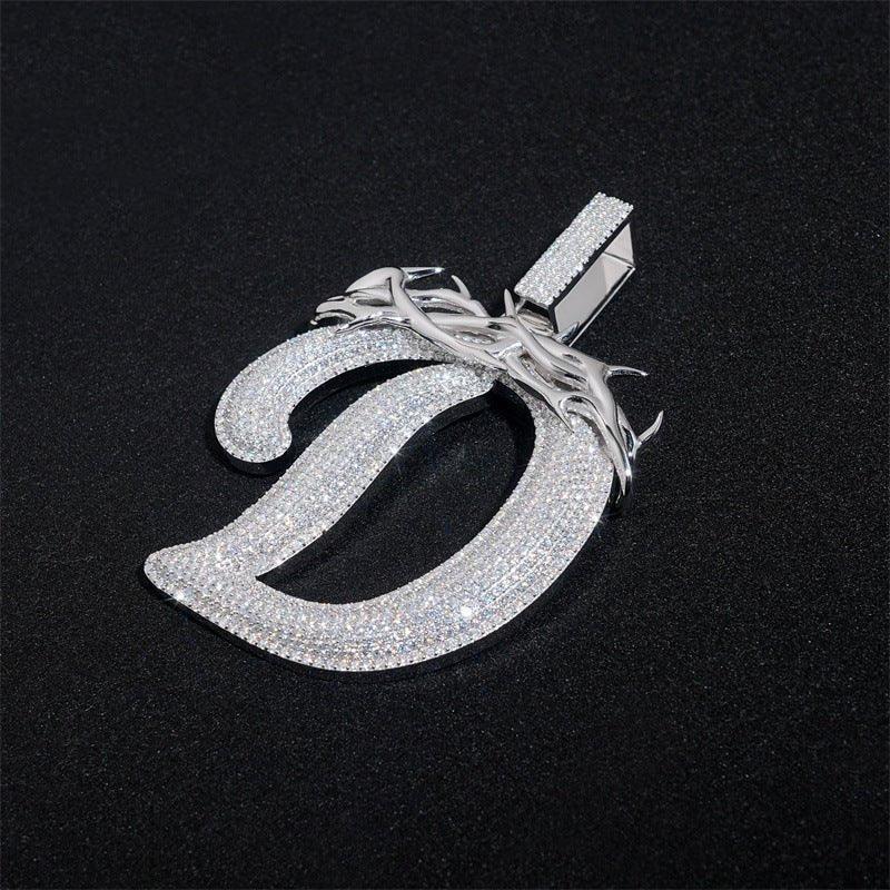Iced-Out Letter Pendant – D Color VVS Moissanite 925 Sterling Silver Hip Hop Necklace - CaratixJewelry