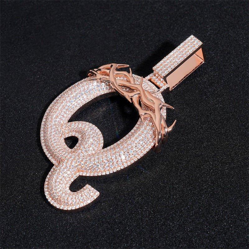 Iced-Out Letter Q Pendant – Full Pave Moissanite 925 Sterling Silver Hip Hop Jewelry - CaratixJewelry