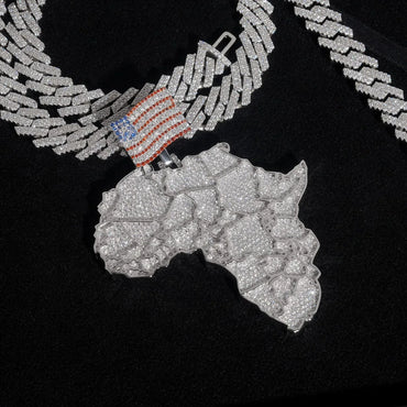 Iced-Out Map Pendant – D Color Moissanite Full Pave 925 Sterling Silver Hip Hop Streetwear Jewelry - CaratixJewelry
