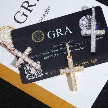 Iced-Out Moissanite Cross Pendant – Full Pave 925 Sterling Silver Hip Hop Jewelry - CaratixJewelry