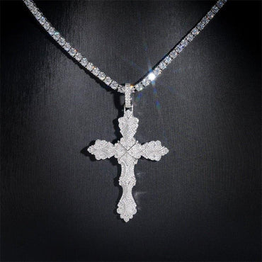 Iced-Out Moissanite Cross Pendant – New 925 Sterling Silver Full Pave Hip Hop Necklace - CaratixJewelry