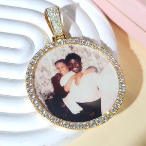 Customized Oversize Photo Pendant Necklace: Iced Out Cuban Chain, Engraved Memory Gift - CaratixJewelry