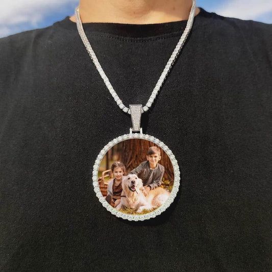 68.5MM 18K Gold Plated Custom Made Photo Bling Big Medallions Necklace Pendant Men Hip Hop Picture Jewelry Gift Free Custom Text