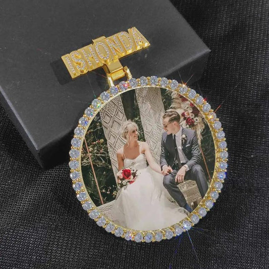 Custom Personlized Bail Big Photo Pendant 18k Gold Plated Men Hip Hop Picture Necklace Pendant Jewelry Gift Can Free Custom Logo