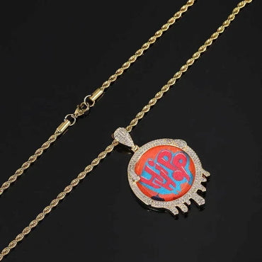 Personalized Round Teardrop Photo Pendant Necklace – Iced Out Copper Zircon Hip Hop Jewelry - CaratixJewelry