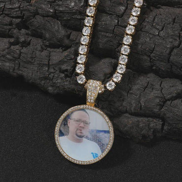 THE BLING KING Custom Stainless Steel Photo Pendant Necklace For Women Men Laser Engraved Eternity Photo Chain Hip Hop Jewelry - CaratixJewelry
