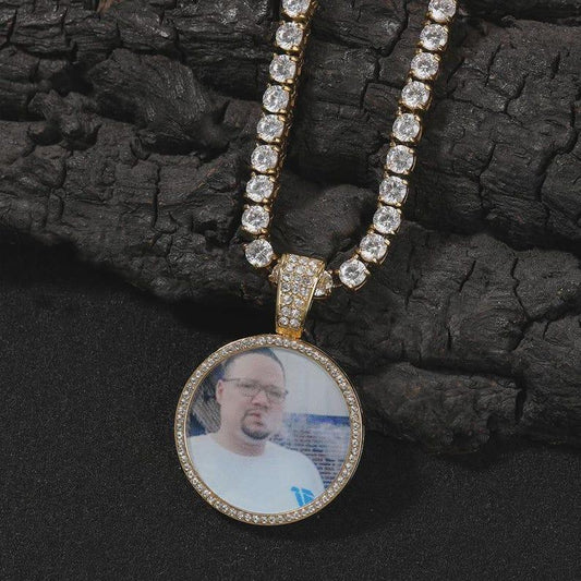THE BLING KING Custom Stainless Steel Photo Pendant Necklace For Women Men Laser Engraved Eternity Photo Chain Hip Hop Jewelry - CaratixJewelry