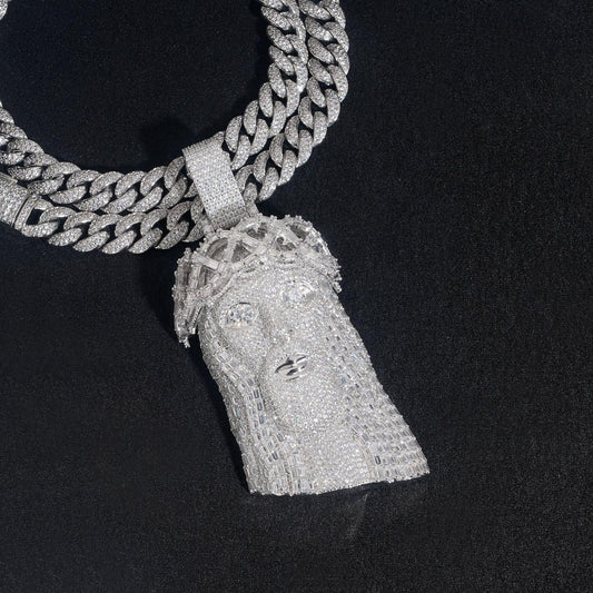 Jesus Head Pendant for Men & Women – S925 Sterling Silver Moissanite Hip Hop Jewelry - CaratixJewelry