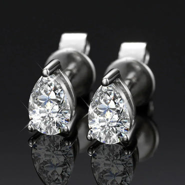 Ladies VVS Teardrop 925 Sterling Silver Push Back Earrings - CaratixJewelry