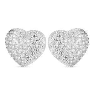 Luxury Lab .925 Sterling Silver Heart Bling Hip Hop Earrings - CaratixJewelry