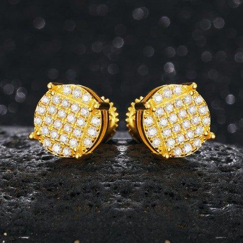 Men's Classic Total Ice 18k Gold Over 925 Silver Lab Earrings - CaratixJewelry