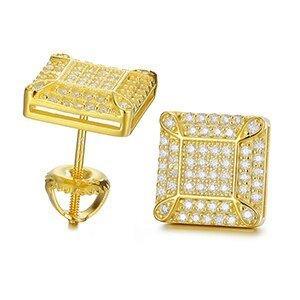 VVS Solid 925 Silver Square Block Hip Hop Earrings - CaratixJewelry