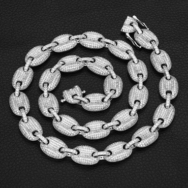 Moissanite Pig Nose Chain – Iced-Out Bubble Bead Necklace in S925 Sterling Silver Hip Hop Streetwear Jewelry - CaratixJewelry