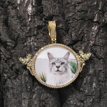 New Angel DIY Photo Pendant Hip Hop Full Iced Out Cubic Zirconia Goldplated CZ Stone - CaratixJewelry