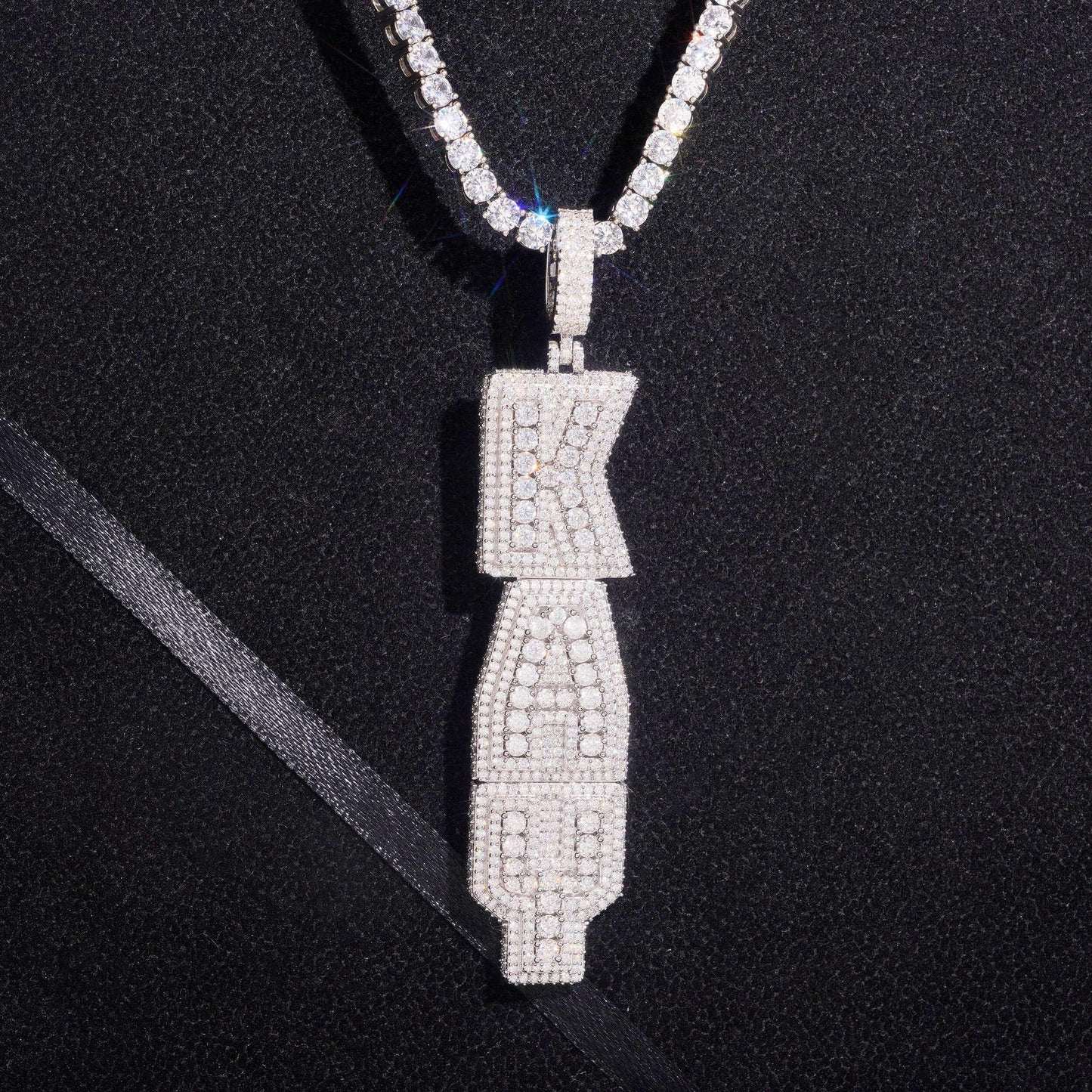 New Letter Pendant – S925 Silver Moissanite, Hip-Hop Style Necklace, Trendy Jewelry - CaratixJewelry