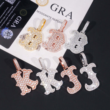 New Personalized Letter Hip-Hop Pendant – S925 Silver Moissanite, Trendy Custom Jewelry - CaratixJewelry