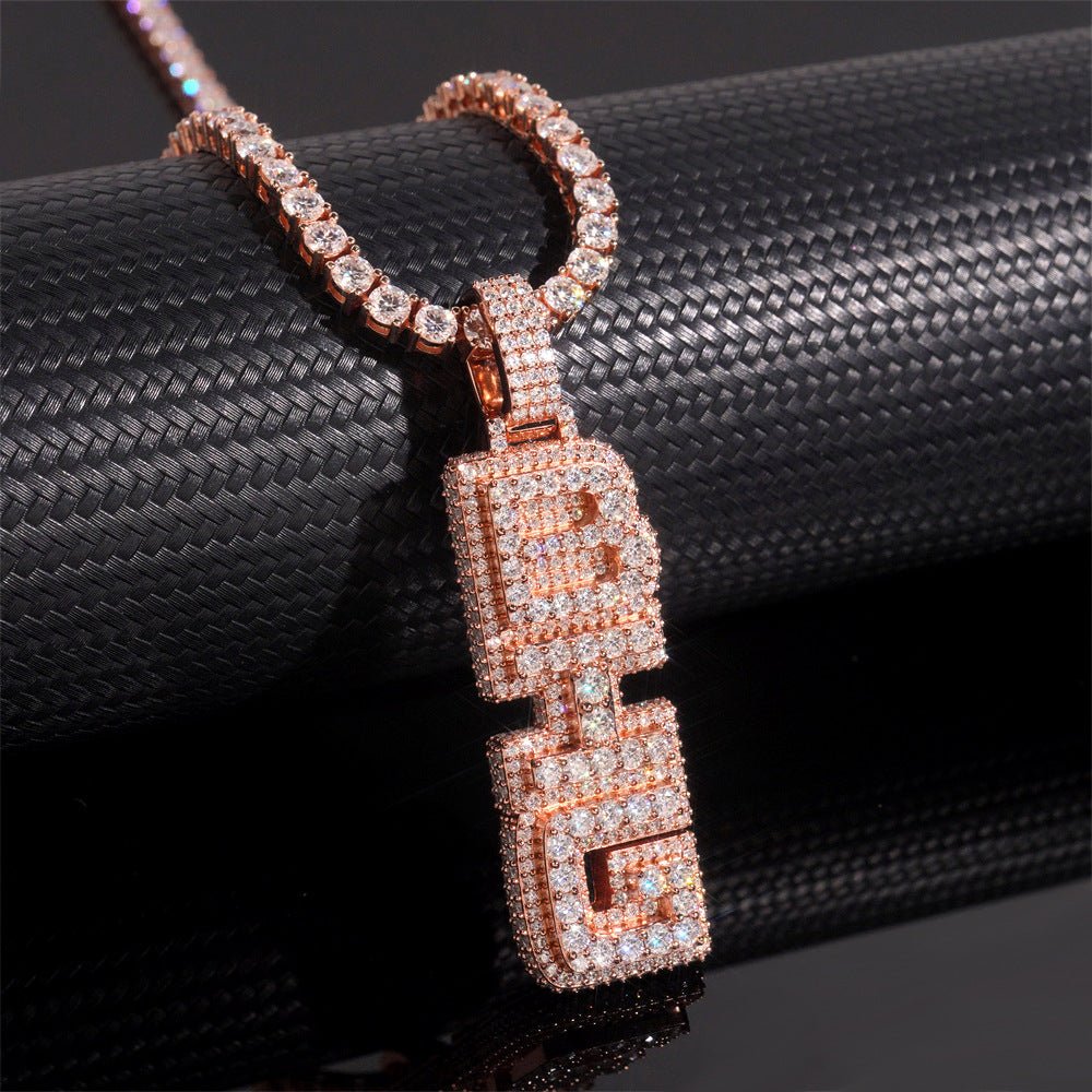 New S925 Silver D Color Moissanite Letter Pendant – Unisex Personalized Jewelry, Trendy Fashion Accessory - CaratixJewelry