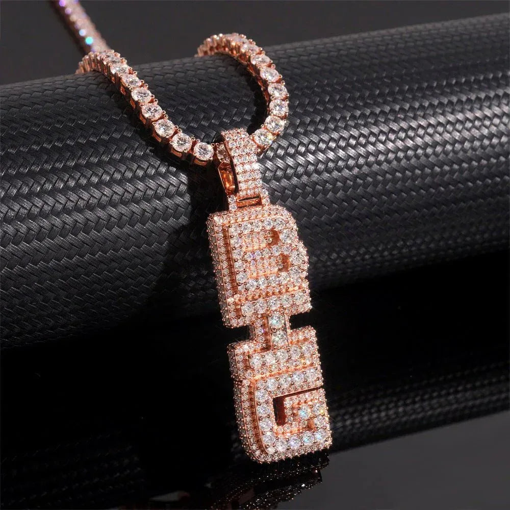 New S925 Silver D Color Moissanite Letter Pendant – Unisex Personalized Jewelry, Trendy Fashion Accessory - CaratixJewelry