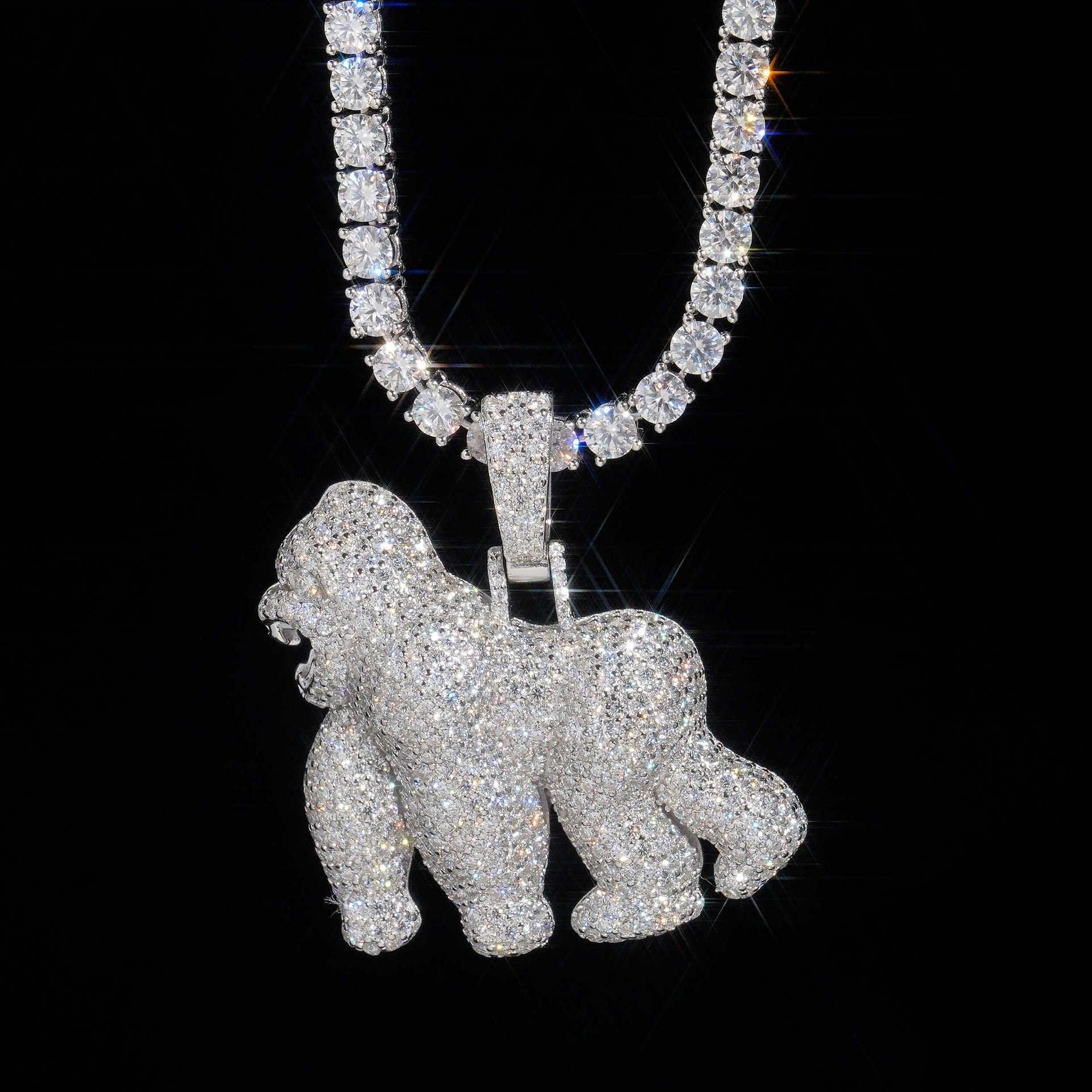 New S925 Silver Fully Iced Moissanite Lion Pendant – Hip-Hop Style Men’s Cool Fashion Jewelry - CaratixJewelry