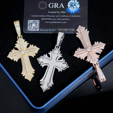 New S925 Silver Moissanite Cross Pendant – Classic Hip-Hop Style, Unisex Jewelry - CaratixJewelry