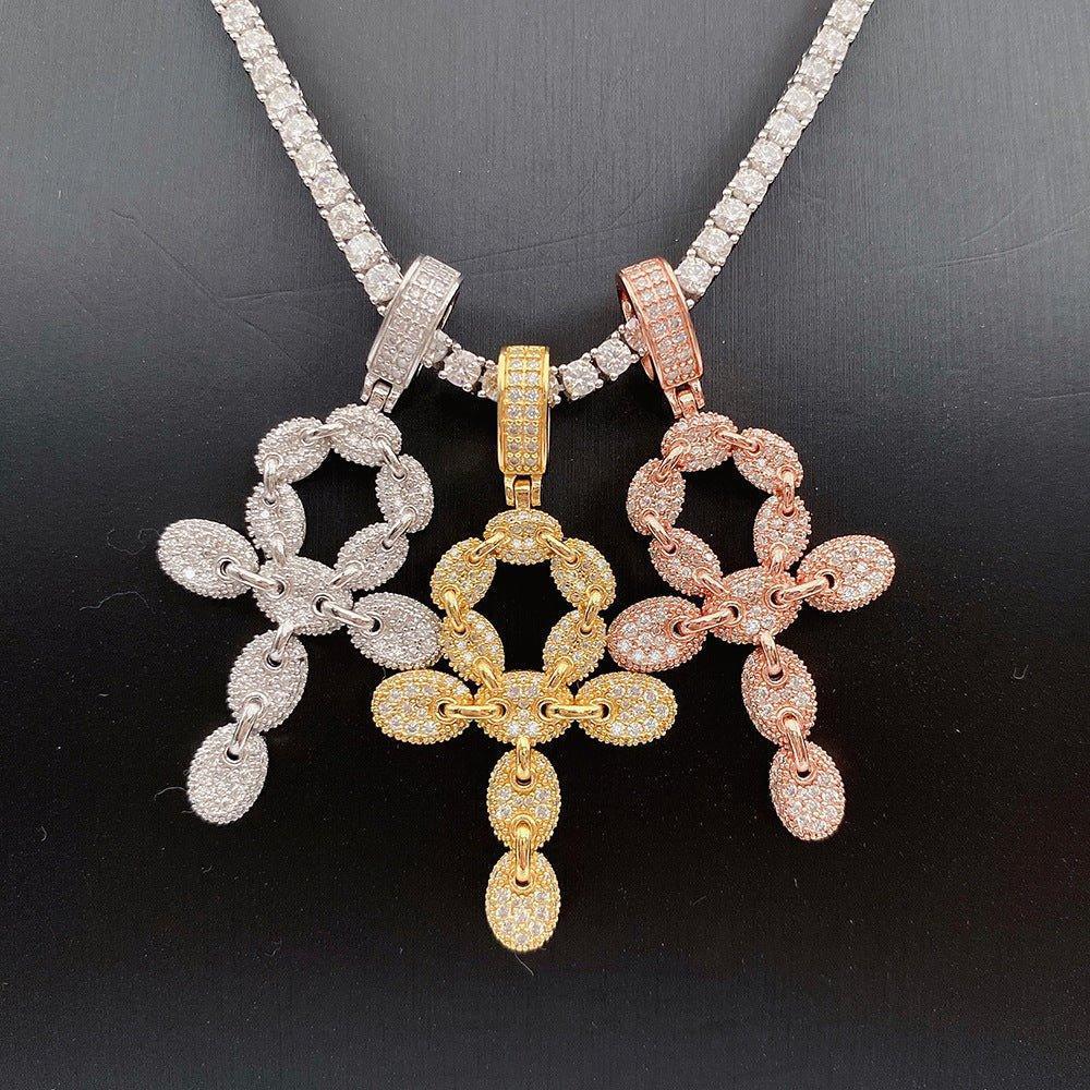 New S925 Silver Moissanite Cross Pendant – Unisex, European & American Hip-Hop Style Necklace - CaratixJewelry