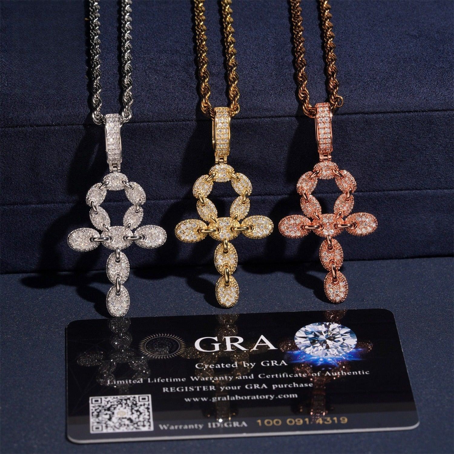 New S925 Silver Moissanite Cross Pendant – Unisex, European & American Hip-Hop Style Necklace - CaratixJewelry