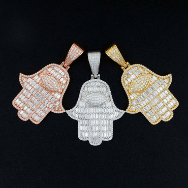 New S925 Silver Moissanite Hand Pendant Necklace – Shiny Hip-Hop Style Trendy Jewelry - CaratixJewelry