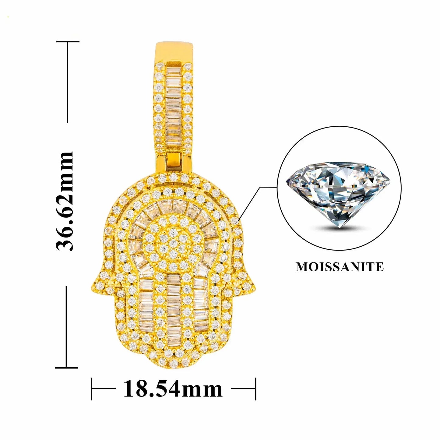 New S925 Silver Moissanite Hand Pendant – Trendy Hip-Hop Jewelry - CaratixJewelry