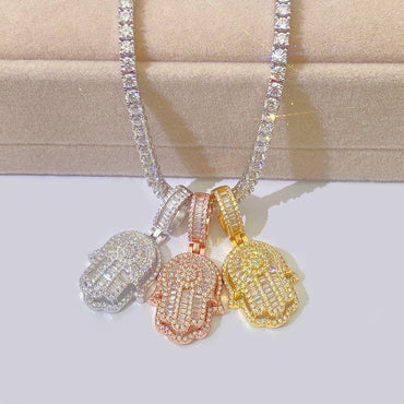 New S925 Silver Moissanite Hand Pendant – Trendy Hip-Hop Jewelry - CaratixJewelry