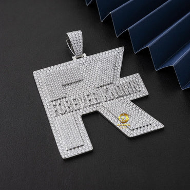 New S925 Silver Moissanite Letter Pendant – Unisex Hip-Hop Iced-Out Necklace - CaratixJewelry