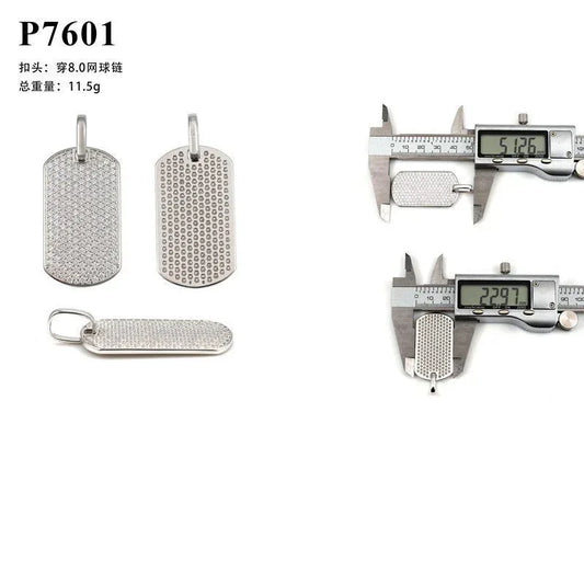 New S925 Silver Moissanite Rectangular Pendant – European & American Hip-Hop Style, Personalized Jewelry - CaratixJewelry