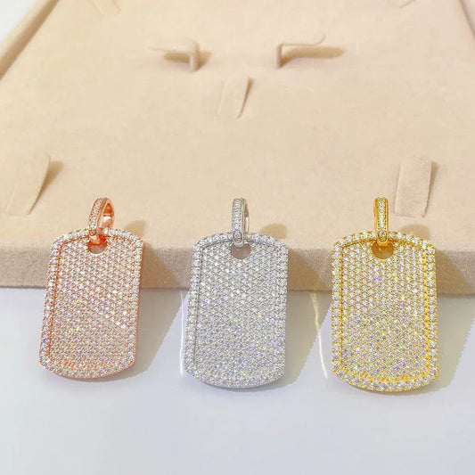 New S925 Silver Moissanite Rectangular Pendant Necklace – Sparkling, High-Quality Jewelry - CaratixJewelry