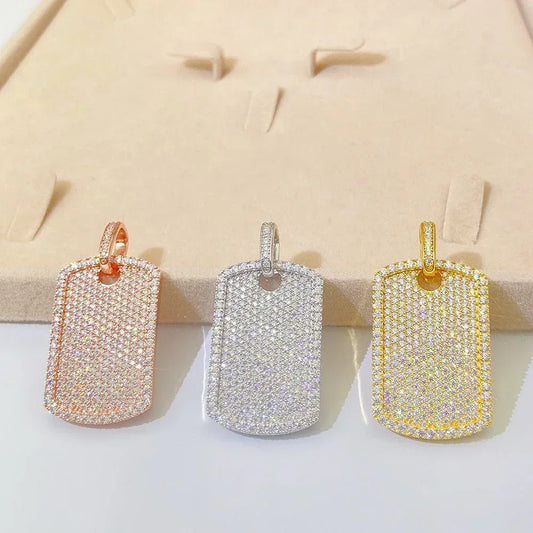New S925 Silver Moissanite Rectangular Pendant Necklace – Sparkling, High-Quality Jewelry - CaratixJewelry