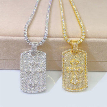 New S925 Silver Rectangular Moissanite Pendant – Unisex Hip-Hop Style Necklace - CaratixJewelry