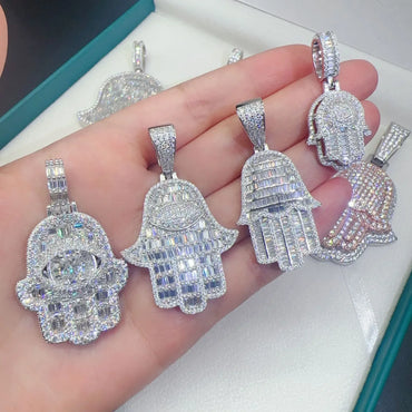 New Unisex Hand Hip-Hop Pendant – S925 Silver Moissanite Jewelry - CaratixJewelry