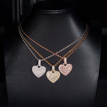 New Unisex Heart Hip-Hop Pendant – S925 Silver Moissanite Necklace - CaratixJewelry