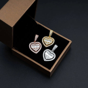 New Unisex Heart Hip-Hop Pendant – S925 Silver Moissanite Necklace - CaratixJewelry