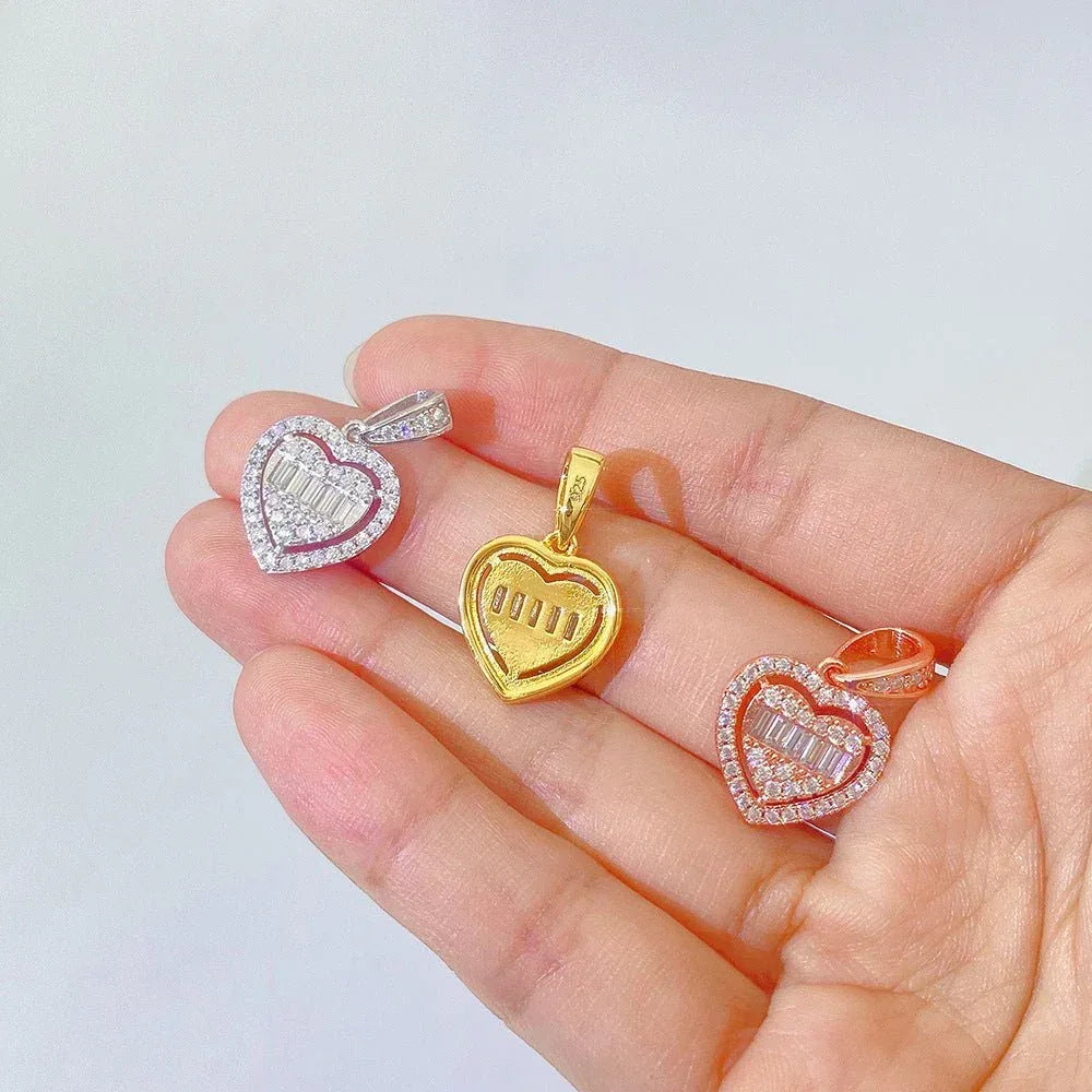 New Unisex Heart Hip-Hop Pendant – S925 Silver Moissanite Necklace - CaratixJewelry