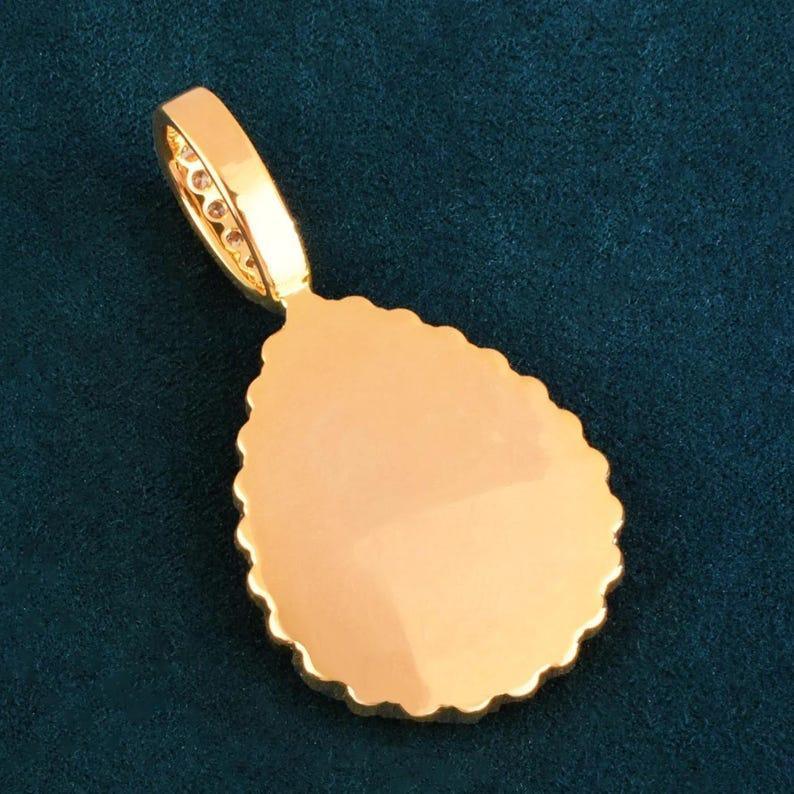 Personalized Water Drop Photo Pendant Necklace, Custom Hip Hop Iced Out Copper Zircon Epoxy DIY Picture Jewelry for Men and Women - CaratixJewelry