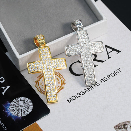 S925 Silver D Color Moissanite Cross Pendant – Hip - Hop Style, Trendy Jewelry - CaratixJewelry
