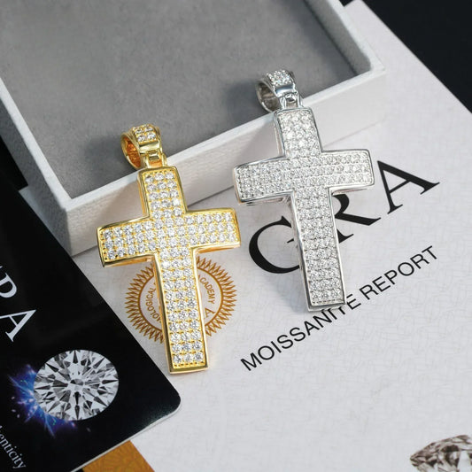 S925 Silver D Color Moissanite Cross Pendant – Hip-Hop Style, Trendy Jewelry - CaratixJewelry