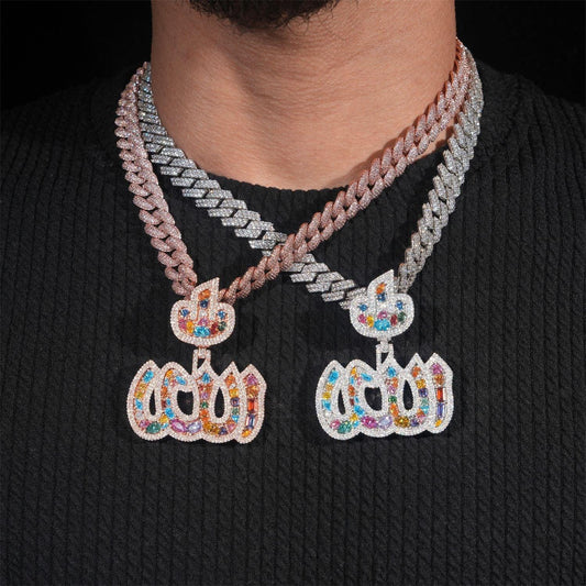 S925 Silver Full Moissanite & Colored s Pendant – Hip-Hop Street Dance Style, Men’s Trendy Jewelry - CaratixJewelry