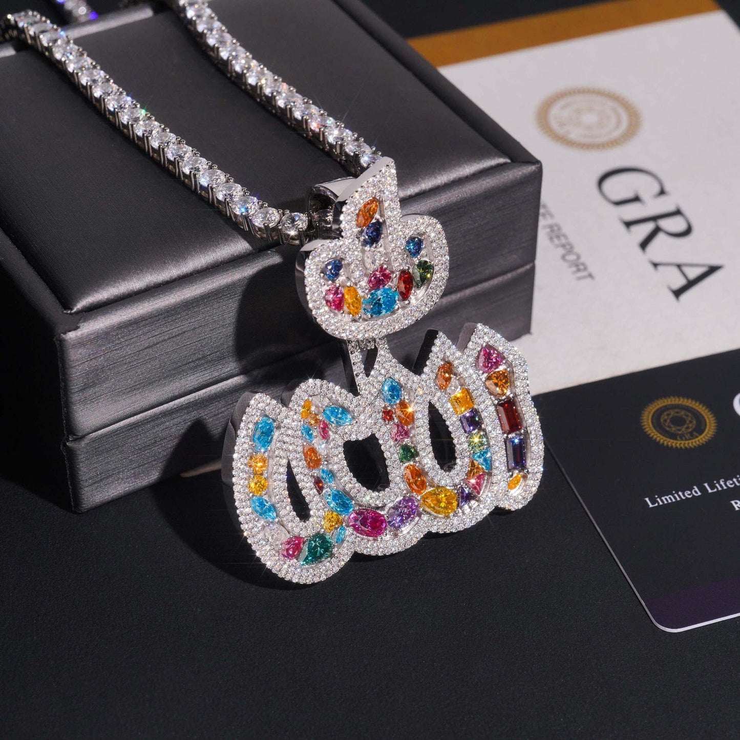 S925 Silver Full Moissanite & Colored s Pendant – Hip-Hop Street Dance Style, Men’s Trendy Jewelry - CaratixJewelry